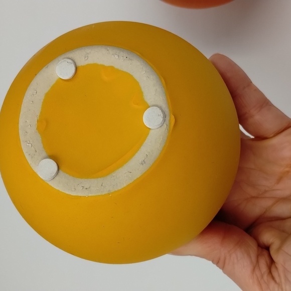 Retro round orange and yellow succulents planters 3" set of 2 - Picture 5 of 7